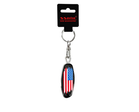 Porte-clés en acier inoxydable - Emblème/ Drapeau Étoile de David+USA, Image 4