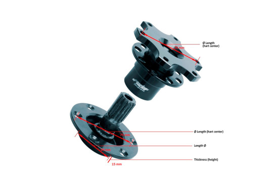 Simoni Racing Quick Release / Extender pour moyeux de direction - Longueur 68mm, Image 3