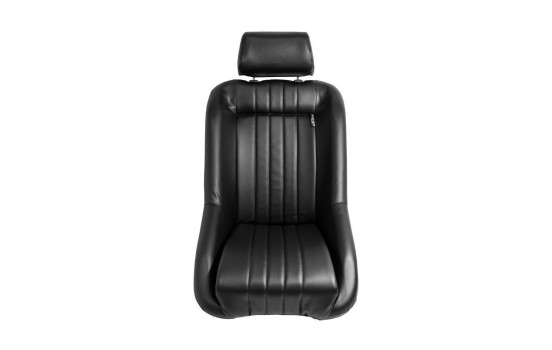 Siège sport 'Classic' - Cuir artificiel noir - Dossier fixe + repose-tête - Glissières incluses