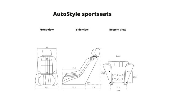 Siège sport 'Classic' - Cuir artificiel noir - Dossier fixe + repose-tête - Glissières incluses, Image 8