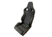 Chaise de sport NK - Cuir artificiel noir + textile gris - Dossier réglable des deux côtés avec glissières