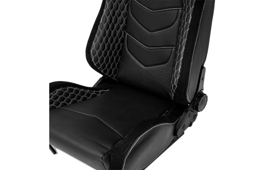 Siège sport 'JW' - Cuir synthétique noir + Coutures argentées - Dossier réglable des deux côtés, Image 7