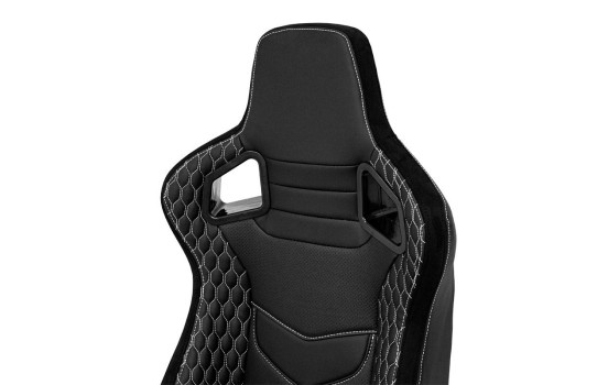 Siège sport 'JW' - Cuir synthétique noir + Coutures argentées - Dossier réglable des deux côtés, Image 8