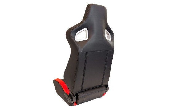 Siège sport 'RS6-II' - Cuir synthétique noir mat/rouge - Dossier réglable des deux côtés, Image 2