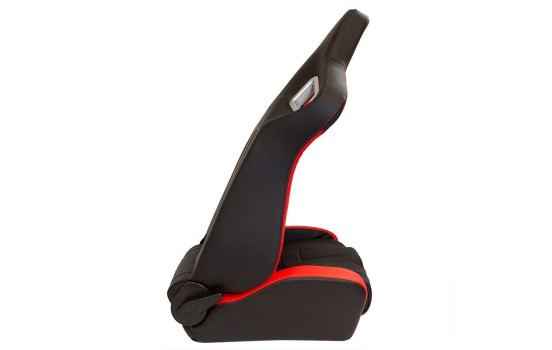 Siège sport 'RS6-II' - Cuir synthétique noir mat/rouge - Dossier réglable des deux côtés, Image 4