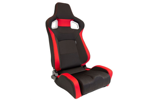 Siège sport 'RS6-II' - Tissu Noir/Rouge - Dossier réglable des deux côtés - incl