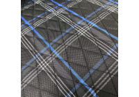 Siège sport « GT » - Similicuir noir + tissu à motif losanges bleus + surpiqûres bleues - Double face