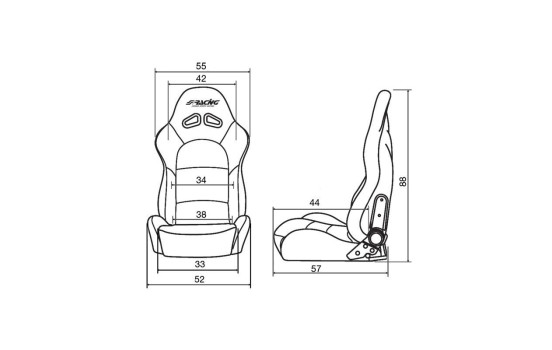 Siège sport Simoni Racing Max en tissu noir, réglable des deux côtés, Image 3