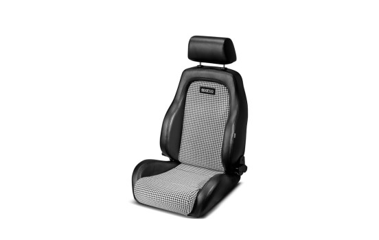 Siège sport Sparco GT - Similicuir noir + microfibre « Rétro » noir/blanc - Réglable