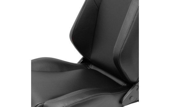 Siège sport VGR - Similicuir noir + coutures argentées - Dossier réglable des deux côtés, Image 7