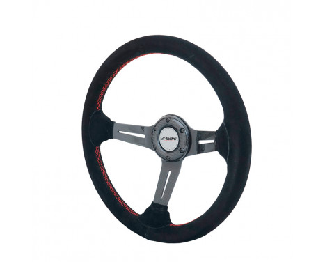 Guidon Tommi 350mm haut de gamme Racing Sports Simoni Racing - Carbone véritable - Daim noir + coutures rouges - P