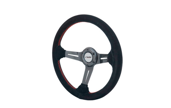 Guidon Tommi 350mm haut de gamme Racing Sports Simoni Racing - Carbone véritable - Daim noir + coutures rouges - P