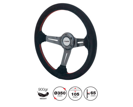 Guidon Tommi 350mm haut de gamme Racing Sports Simoni Racing - Carbone véritable - Daim noir + coutures rouges - P, Image 2