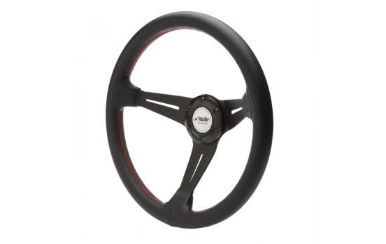 Volant Sport Simoni Racing Classe 350mm - Cuir Noir + surpiqure Rouge (Deep Dish - 60mm)