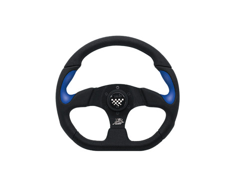 Volant Sport Simoni Racing X2 Poly / Pelle 'Formula' 330mm - Noir / Bleu, Image 2