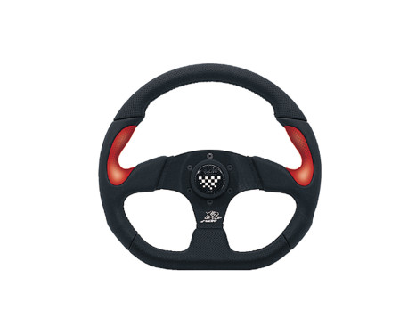 Volant Sport Simoni Racing X2 Poly / Pelle 'Formula' 330mm - Noir / Rouge, Image 2