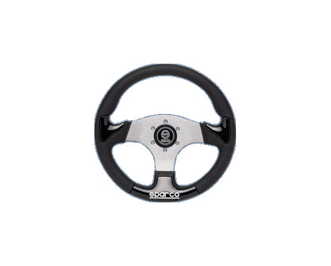 Volant Sport universel 'P222' Sparco - Noir / Aluminium - Diamètre 345mm, Image 2