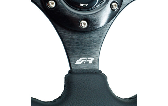 Volant sport universel Simoni Racing « Rolle » - Cuir écologique noir - Diamètre 300 mm, Image 3