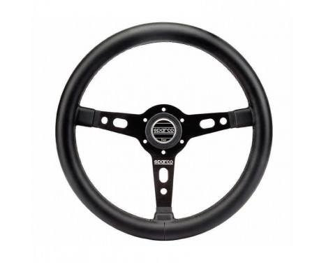 Volant Sport Universel Sparco 'Targa 350' - Cuir Noir - Diamètre 350mm