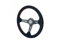 Guidon Tommi 350mm haut de gamme Racing Sports Simoni Racing - Carbone véritable - Daim noir + coutures rouges - P