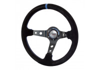 Simoni Racing Sportsteer Shakedown 350mm - Alcantara Noir + Coutures Bleues (Deep Dish)