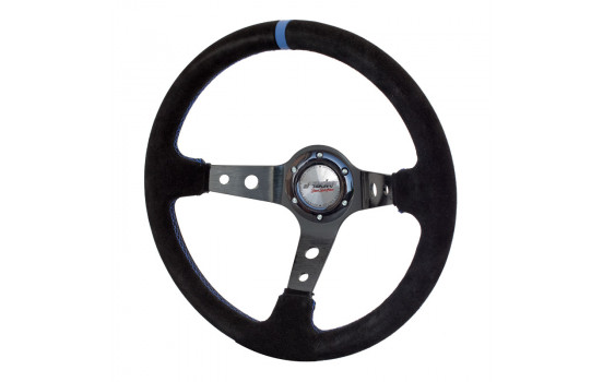 Simoni Racing Sportsteer Shakedown 350mm - Alcantara Noir + Coutures Bleues (Deep Dish)