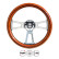 Simoni Racing Volant sport Sella 350mm - Aspect Bois/PU Noir + Rayons Chromés, Vignette 2