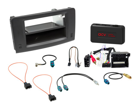 Ensemble 2-DIN avec compartiment pour véhicules Mercedes LFB/analogique/antenne