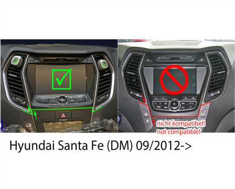 Panneau 2-DIN avec pochette Hyundai Santa Fé (DM) 2012-2019 Couleur: Noir, Image 2