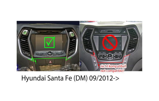 Panneau 2-DIN avec pochette Hyundai Santa Fé (DM) 2012-2019 Couleur: Noir, Image 2