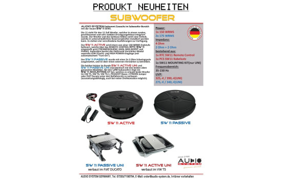 Caisson de basse à roue de secours de 28 cm dans un boîtier en aluminium avec amplificateur mono interne + KIT DE MONT, Image 8
