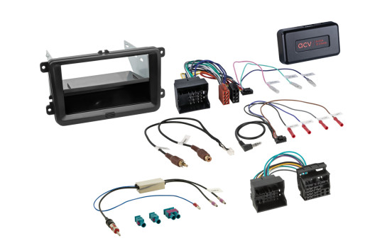 Kit 2-DIN avec compartiment de rangement Skoda/VW Noir