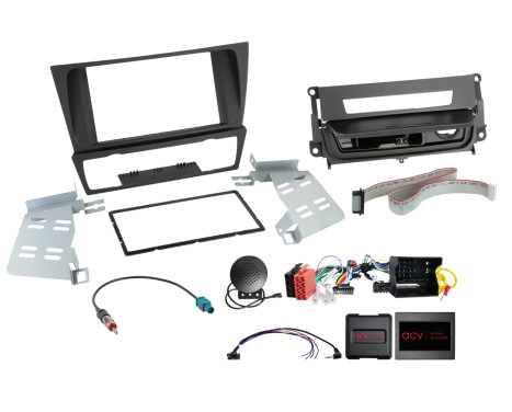 Kit 2-DIN BMW Série 3 avec pack fumeur, commandes au volant et antenne noires