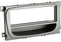 Panneau 1-DIN avec plateau de rangement. Ford Mondeo / Focus / S-MAX / Galaxy Couleur: Argent