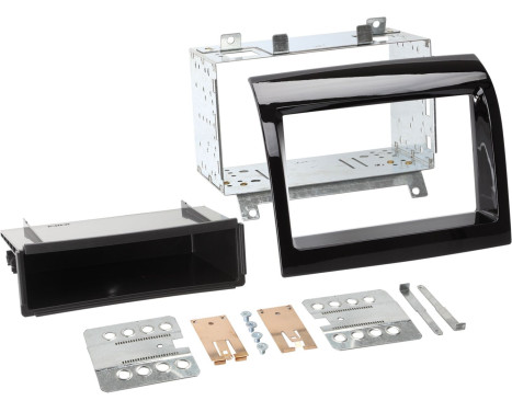 Panneau 2-DIN avec compartiment de rangement Fiat Ducato - Citroën Jumper - Peugeot Boxer - Couleur: Noir Piano
