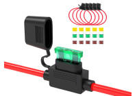 Porte-fusibles à rappel ATC/ATO avec couvercle, calibre 10 AWG, comprenant 5 fusibles de 20 A, 5 de 30 A et 5 de 40 A.