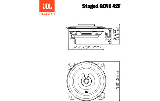 Ensemble d'enceintes 2 voies JBL Stage 1 Gen 2 42F 4'' (10 cm) 320 W/40 W RMS (sans grille), Image 4