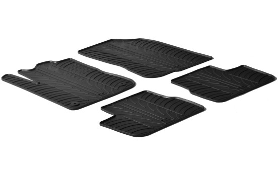 Tapis en caoutchouc adaptés pour Peugeot 208 2012- (4 pièces + clips de fixation)