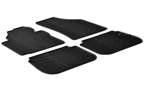 Tapis en caoutchouc pour Volkswagen Caddy 2004- (G-Design 4 pièces + clips de montage)