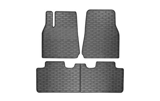 Tapis en caoutchouc adaptés à la Tesla Model Y 2020- (3 pièces avec points de fixation)