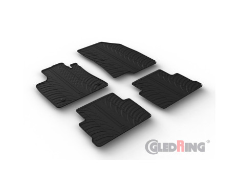 Tapis en caoutchouc adaptés pour Dacia Jogger 2022- (T-Design 4 pièces + clips de fixation)