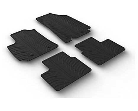 Tapis en caoutchouc adaptés pour Renault Arkana 2020- (T-Design 4 pièces + clips de montage)