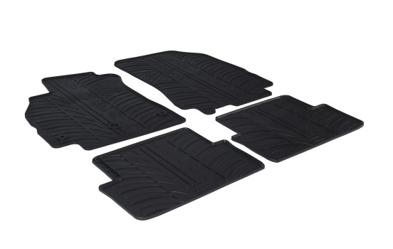 Tapis en caoutchouc adaptés pour Renault Fluence 2011- (T-Design 4 pièces + clips de fixation)