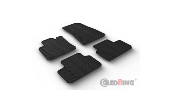 Tapis en caoutchouc adaptés pour Volvo C40 Recharge 2021- (T-Design 4 pièces + clips de montage)