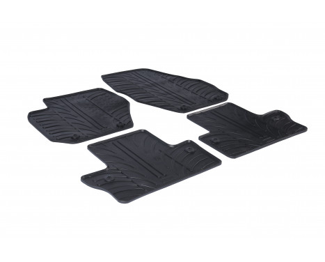 Tapis en caoutchouc adaptés pour Volvo S60/V60 2010- (T-Design 4 pièces + clips de montage)