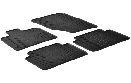 Tapis en caoutchouc pour Audi Q7 2006-2015 (T-Design 4 pièces + clips de montage)