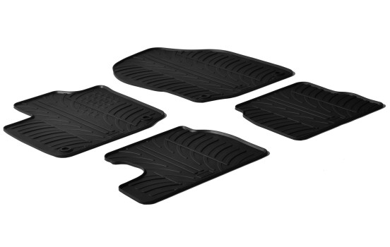 Tapis en caoutchouc pour Honda Civic 2012- (T-Design 4 pièces + clips de montage)