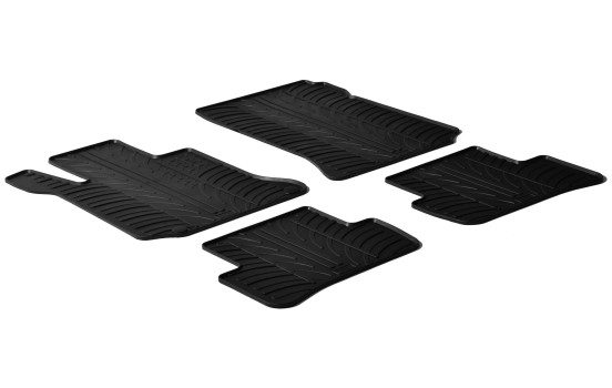Tapis en caoutchouc pour Mercedes Classe C W204 2007-2013 (T-Design 4 pièces + clips de fixation)