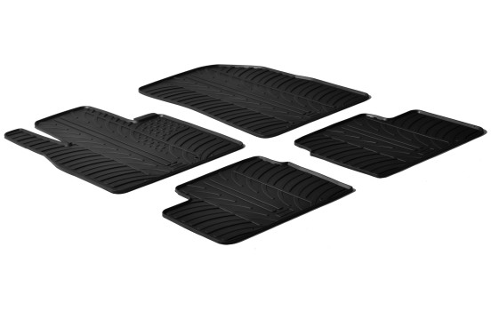 Tapis en caoutchouc pour Nissan Micra 2011- (T-Design 4 pièces + clips de montage)