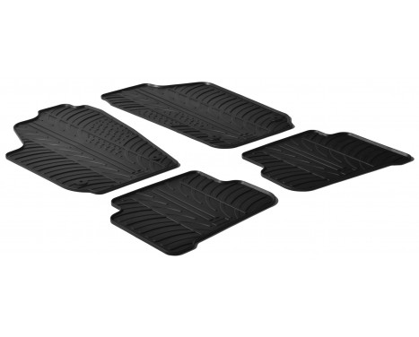 Tapis en caoutchouc pour Volkswagen Polo 6R 2009- (4 pièces + clips de fixation)